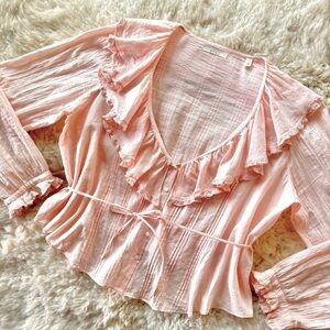 ✨💋SOLD💋 🩰DÔEN ‘Lucille’ Cotton Blouse Top SunDried Rose Pink M✨